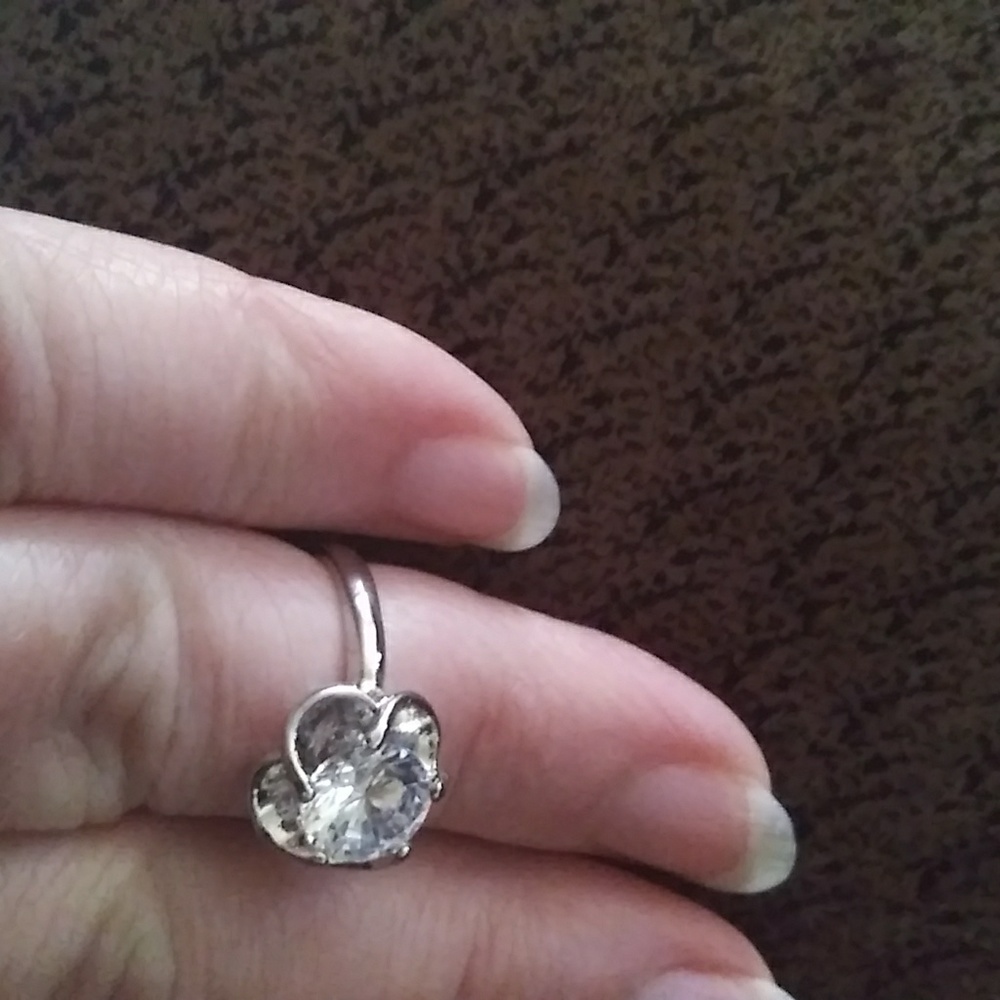 Silver Promise Round Diamond Ring,5 - Picture 5 of 8